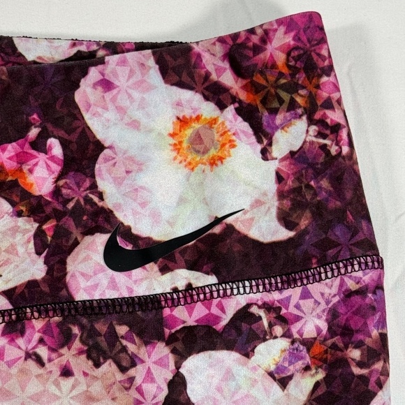 Nike Dri-Fit Power Legend Floral Leggings Womens Size M Port Wine Mesh - Picture 10 of 10
